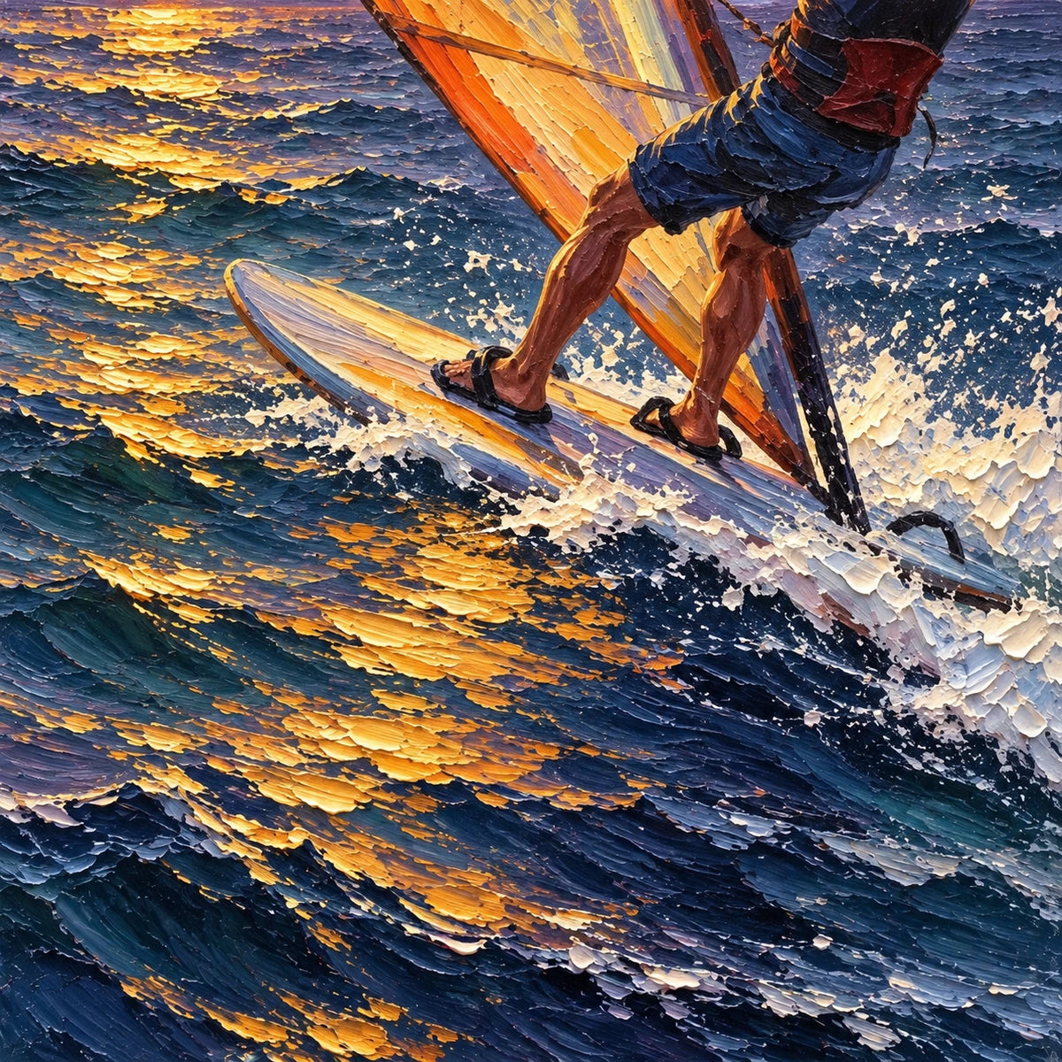 Hand-Painted Artwork | Golden Wind Over the Sea [noon:detail:texture]