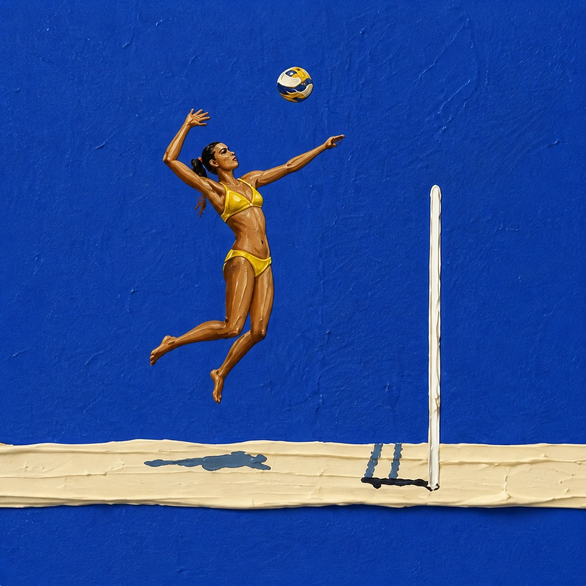 Hand-Painted Artwork | Blue Court Rally [noon:detail:texture]