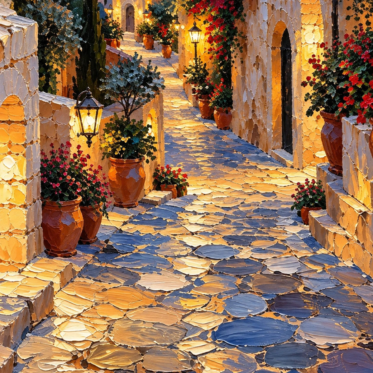 Hand-Painted Artwork | Coastal Evening in Bloom [noon:detail:texture]