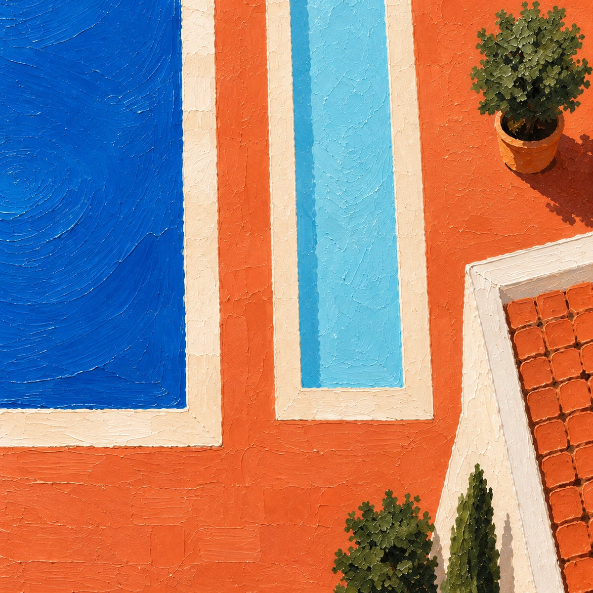 terracotta pool lines, paint texture