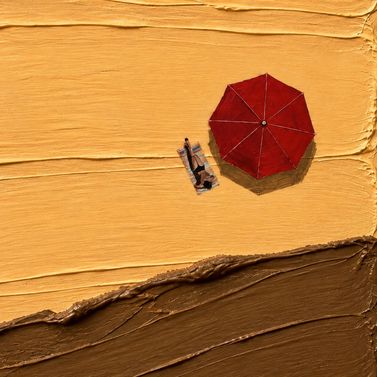 coastal sunbathing, paint texture