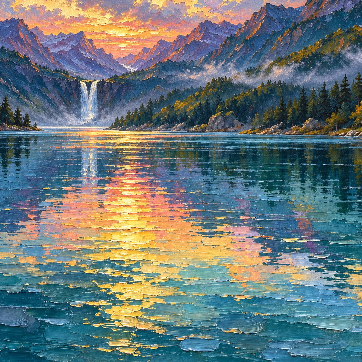 Alpine Lake at Dusk [noon:detail:texture]