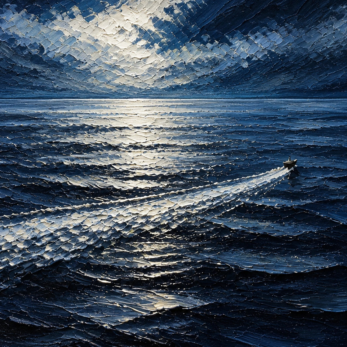 moonlit wake, paint texture