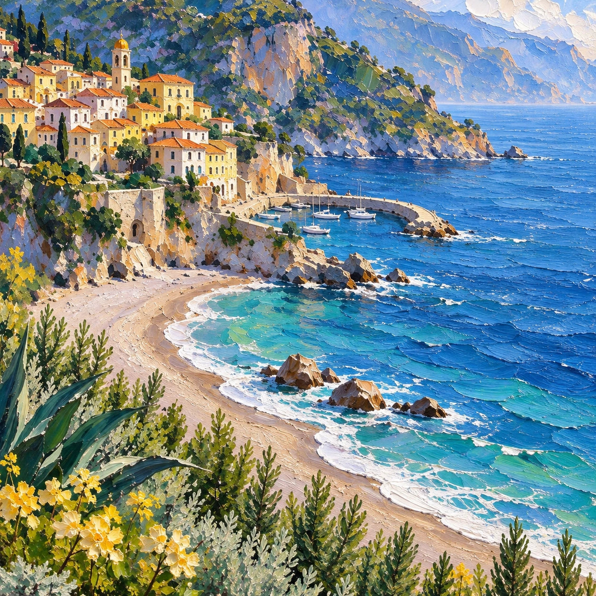 Coastal Village by the Blue Sea [noon:detail:texture]