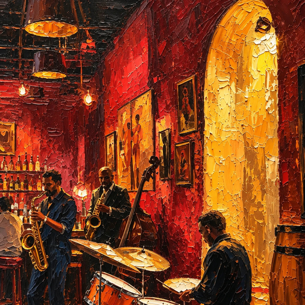 late night jazz club, paint texture