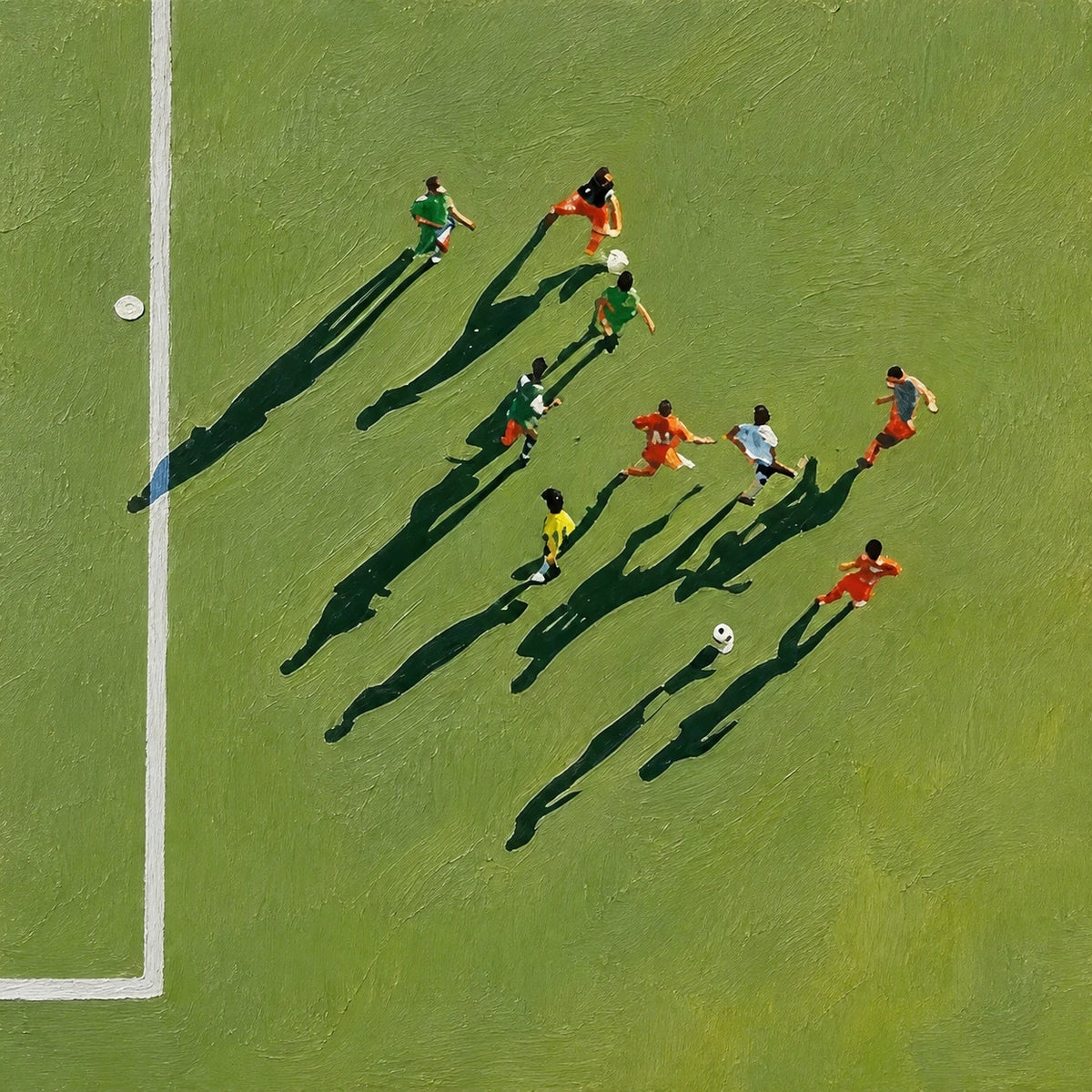 Hand-Painted Artwork | Long Shadows, Open Play [noon:detail:texture]