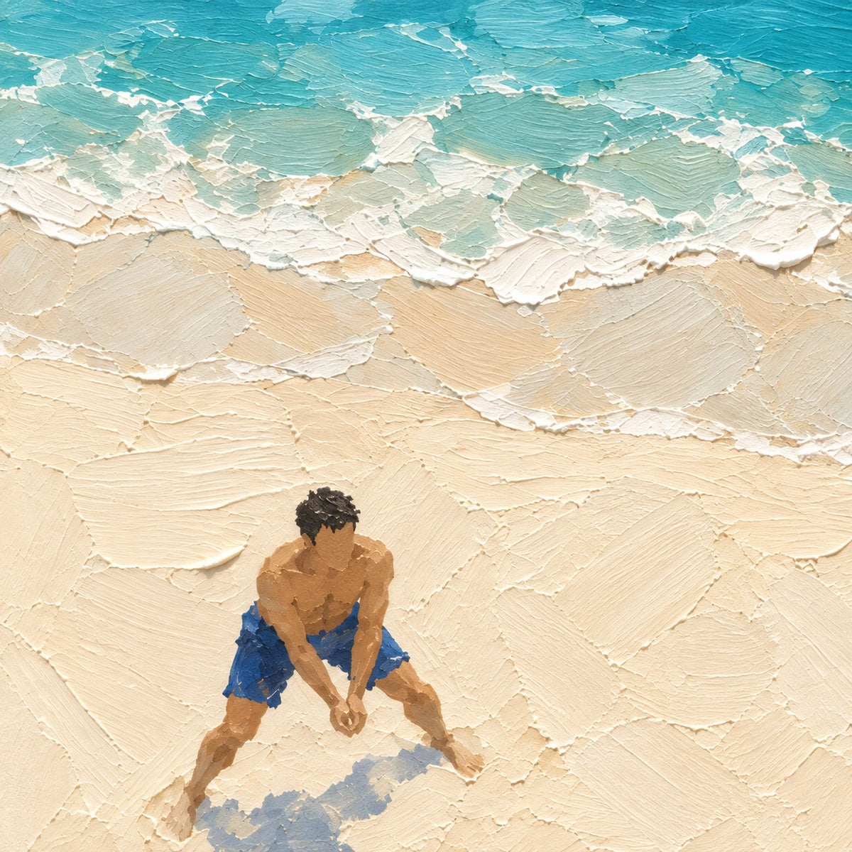 Hand-Painted Artwork | Beach Volleyball at Low Tide [noon:detail:texture]