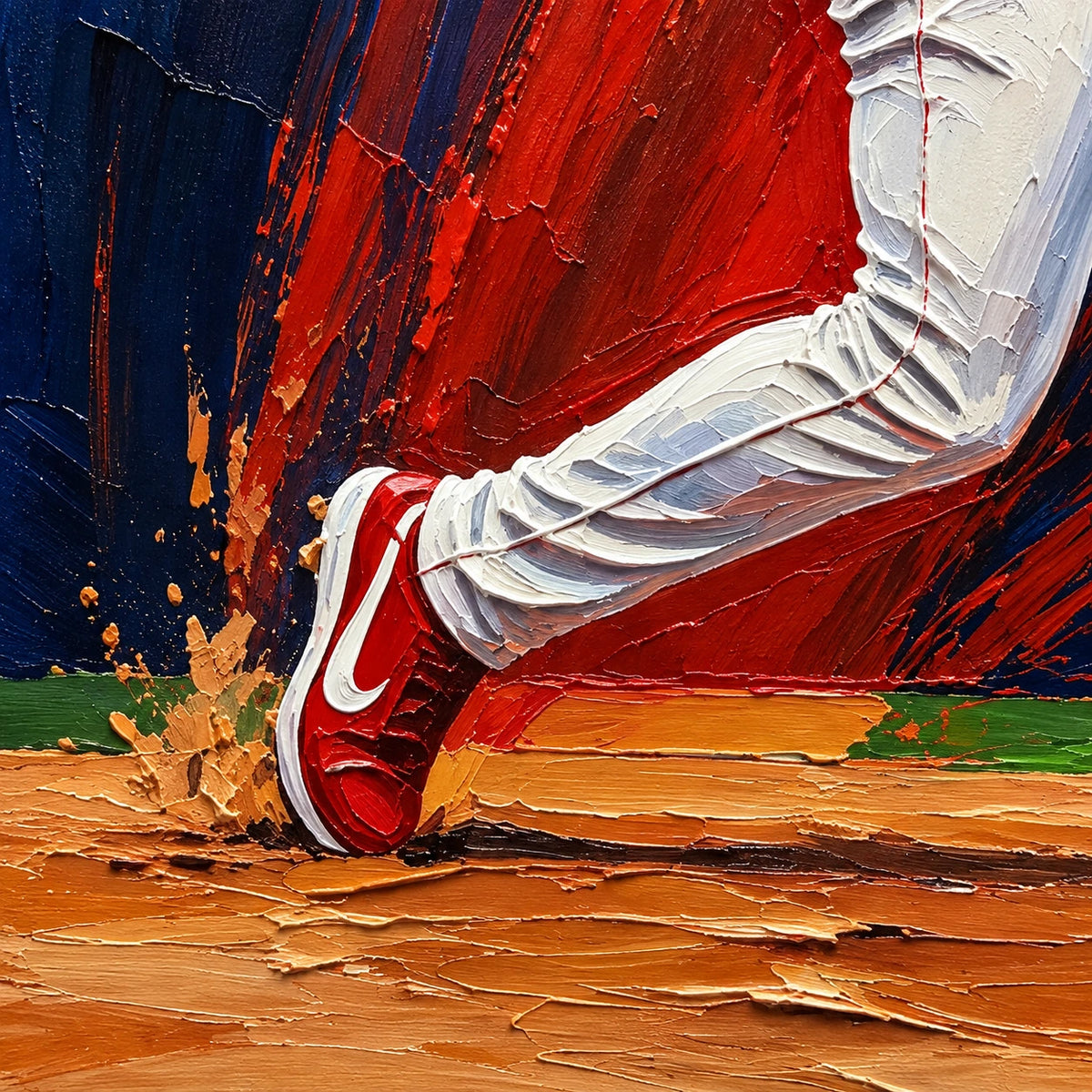 red, white and blue swing, paint texture