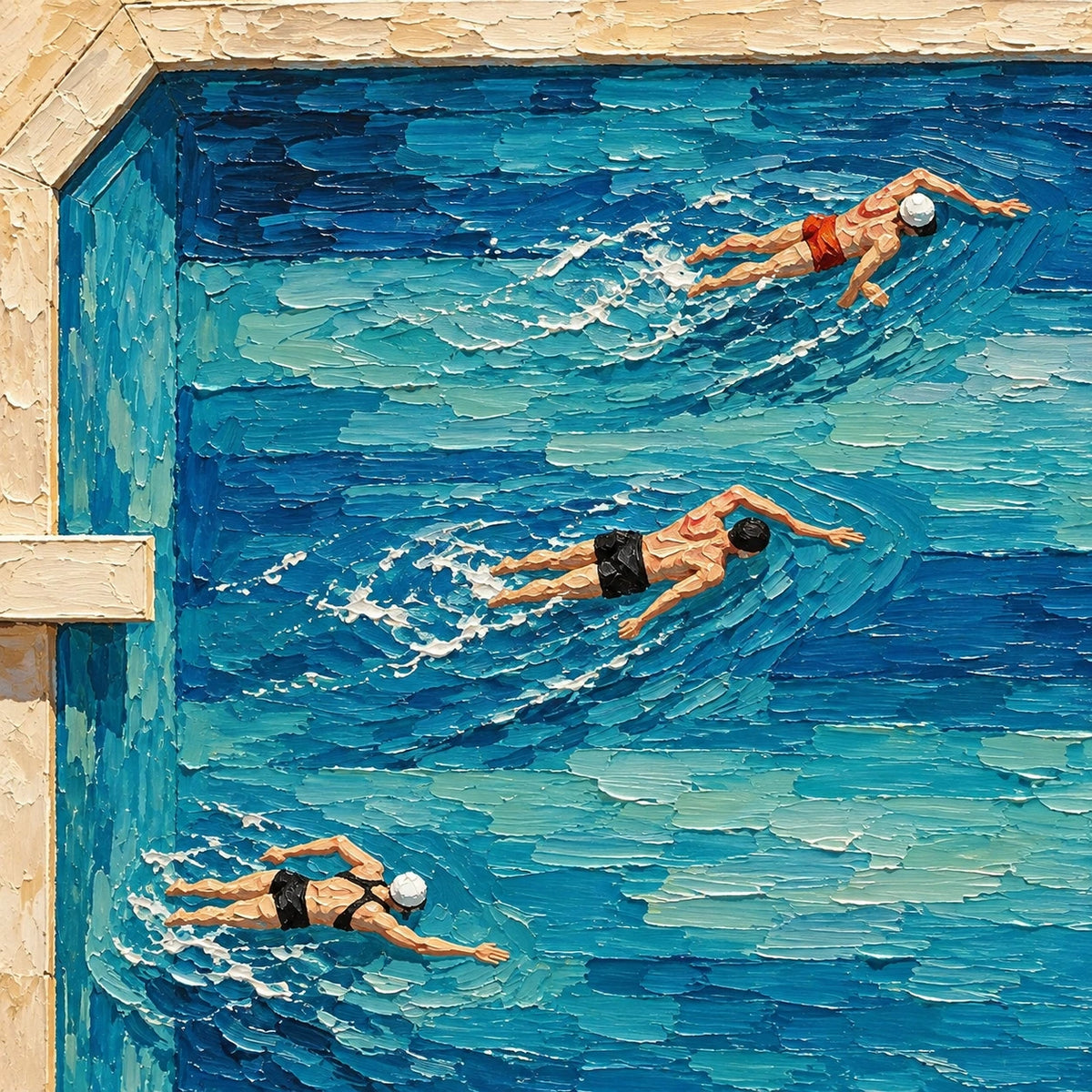 poolside spring, paint texture