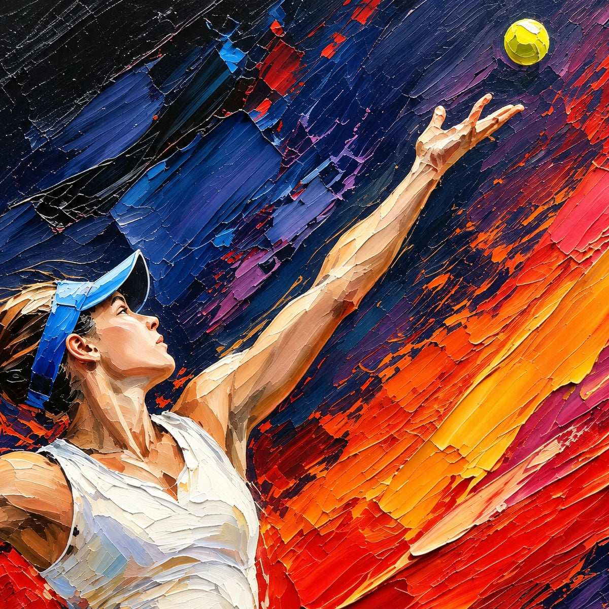 Hand-Painted Artwork | Tennis in Motio [noon:detail:texture]