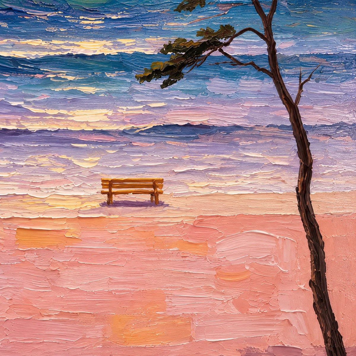 Hand-Painted Artwork | Pink Coast Ride [noon:detail:texture]