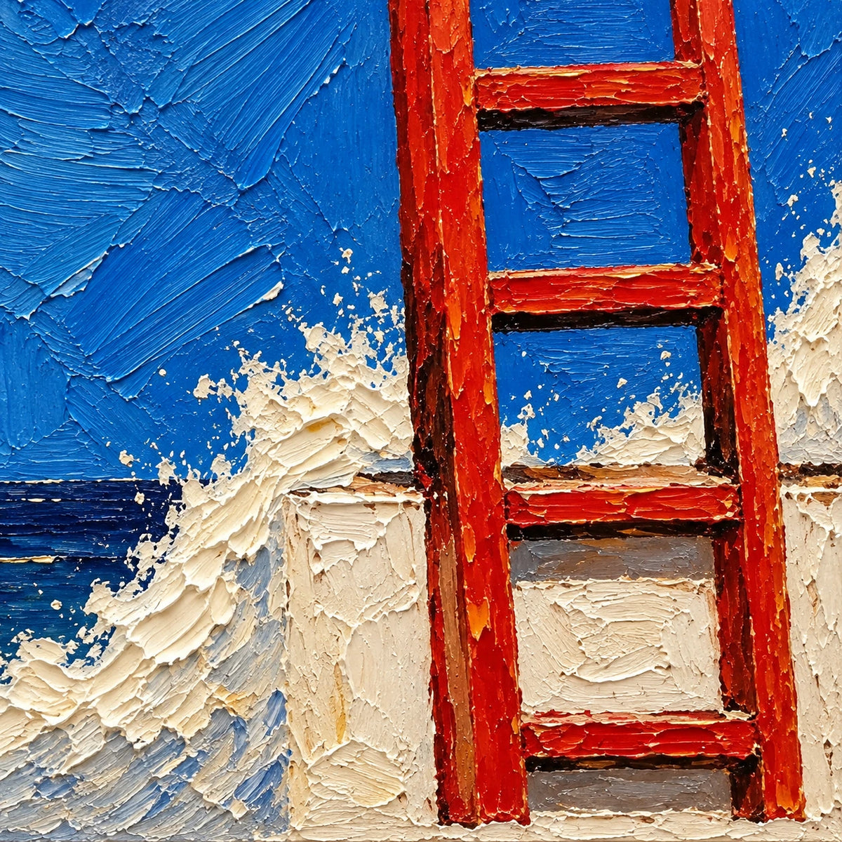 seabirds above the pier, paint texture