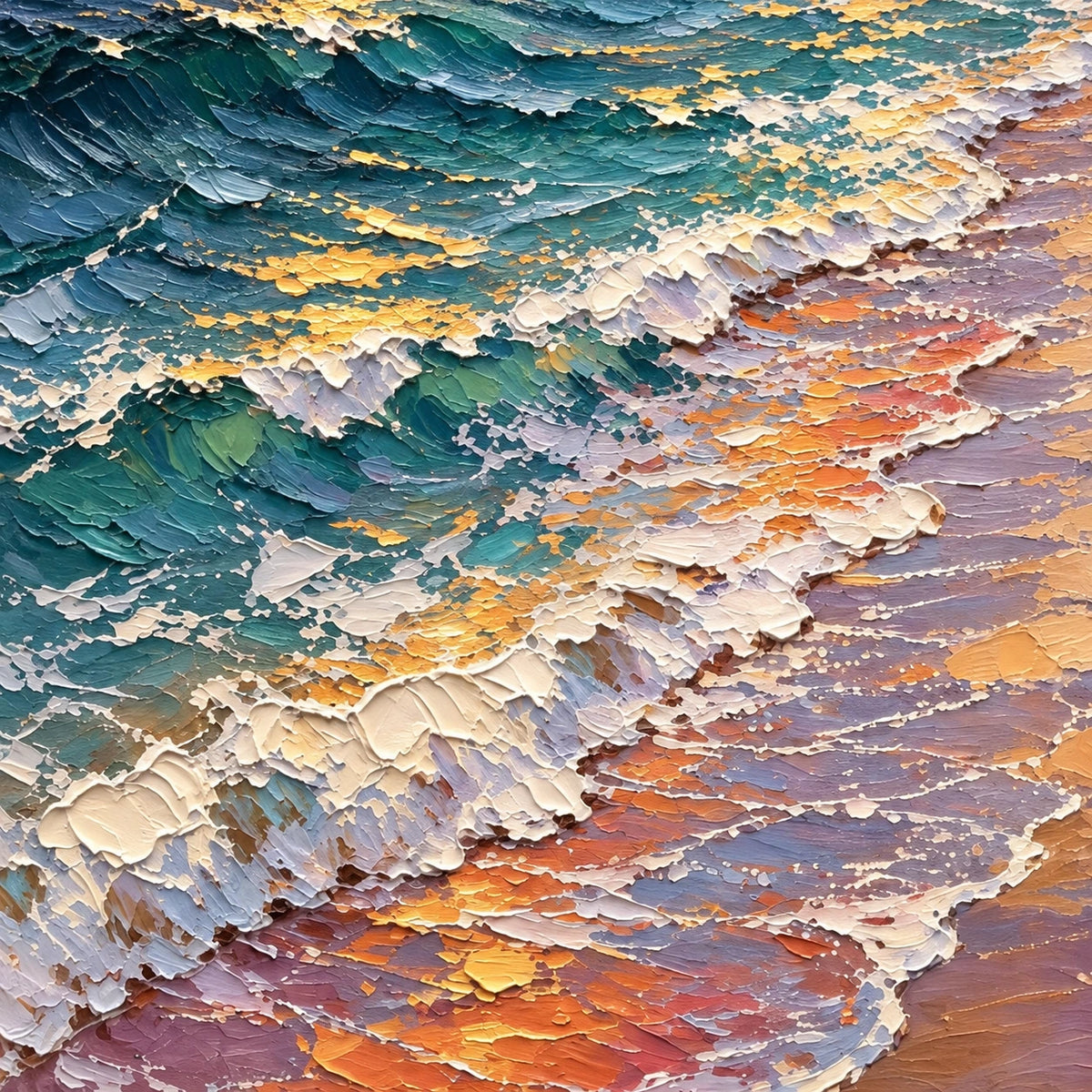 Hand-Painted Artwork | Carmel Sunset Shore [noon:detail:texture]