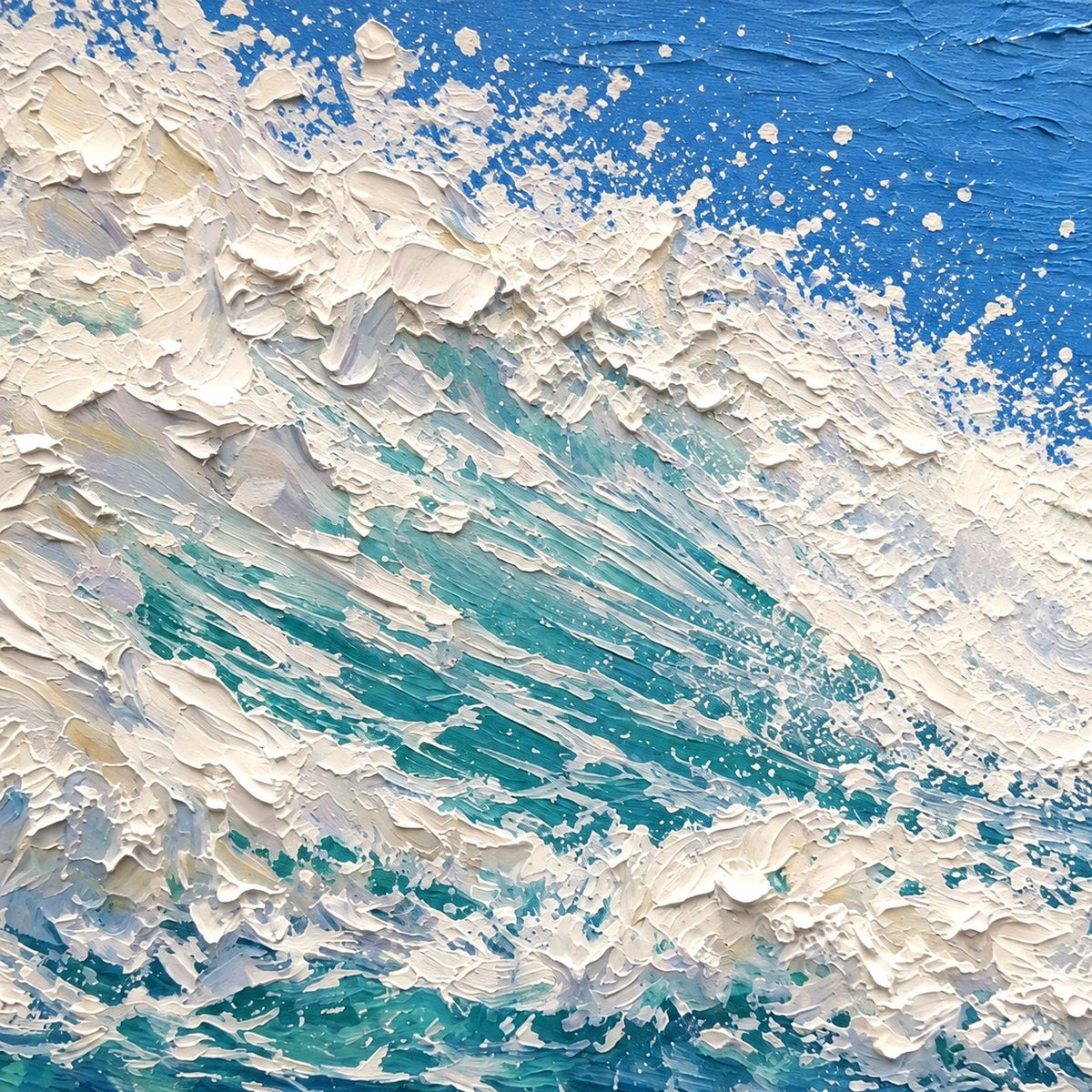rider in breaking surf, paint texture