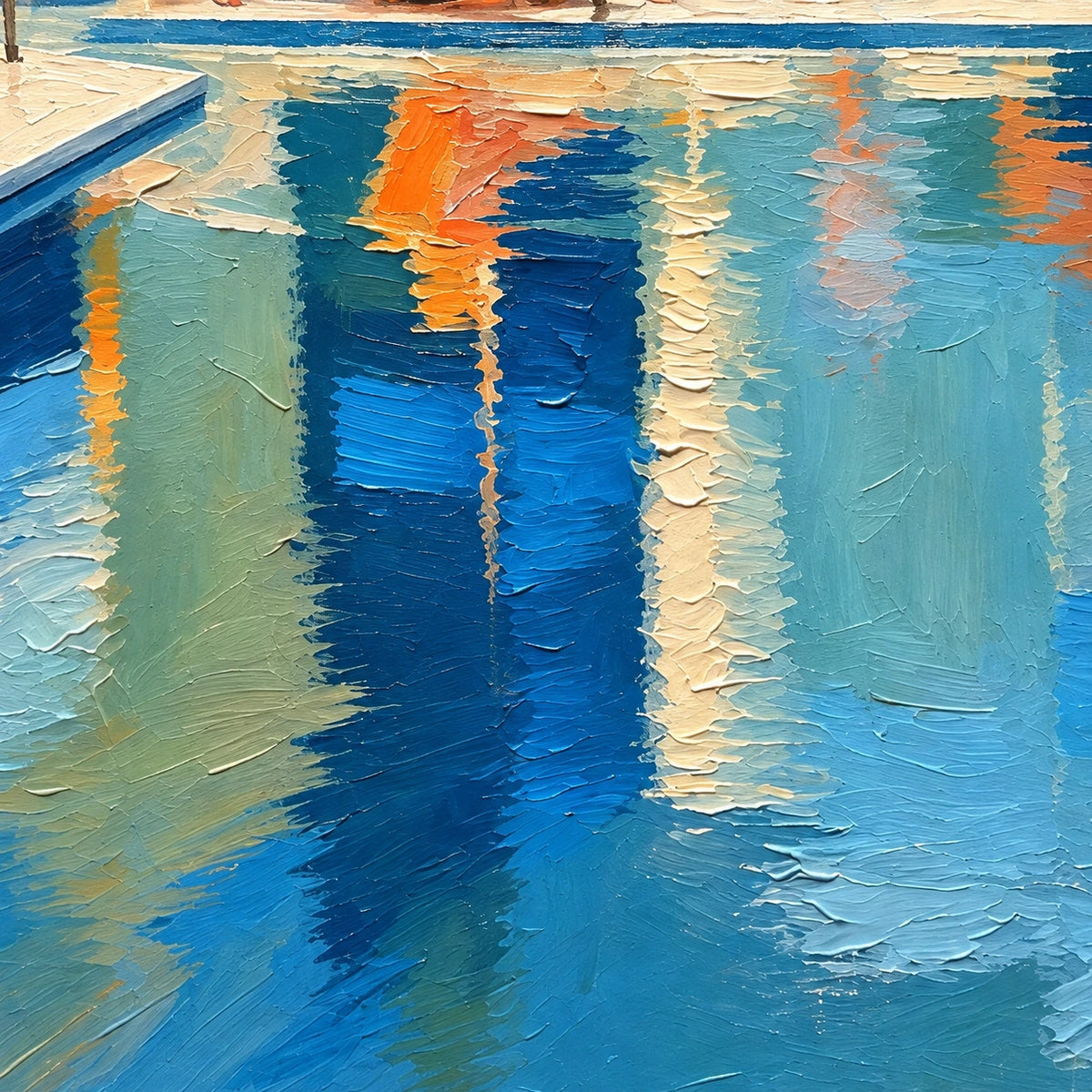 Hand-Painted Artwork | Poolside Palm Retrea [noon:detail:texture]
