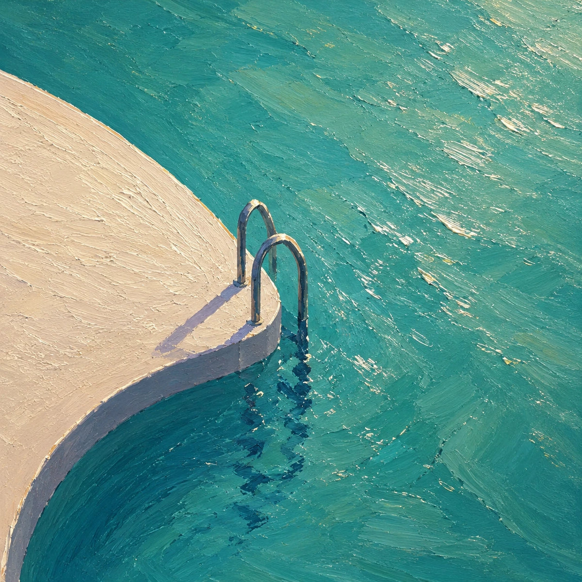 sunlit poolside, paint texture