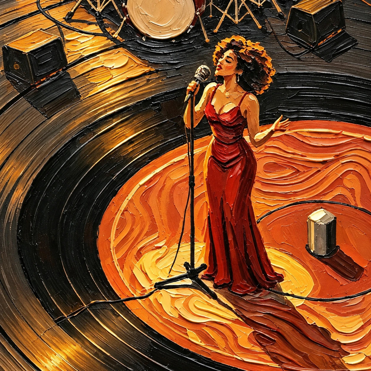 stage jazz ensemble, paint texture