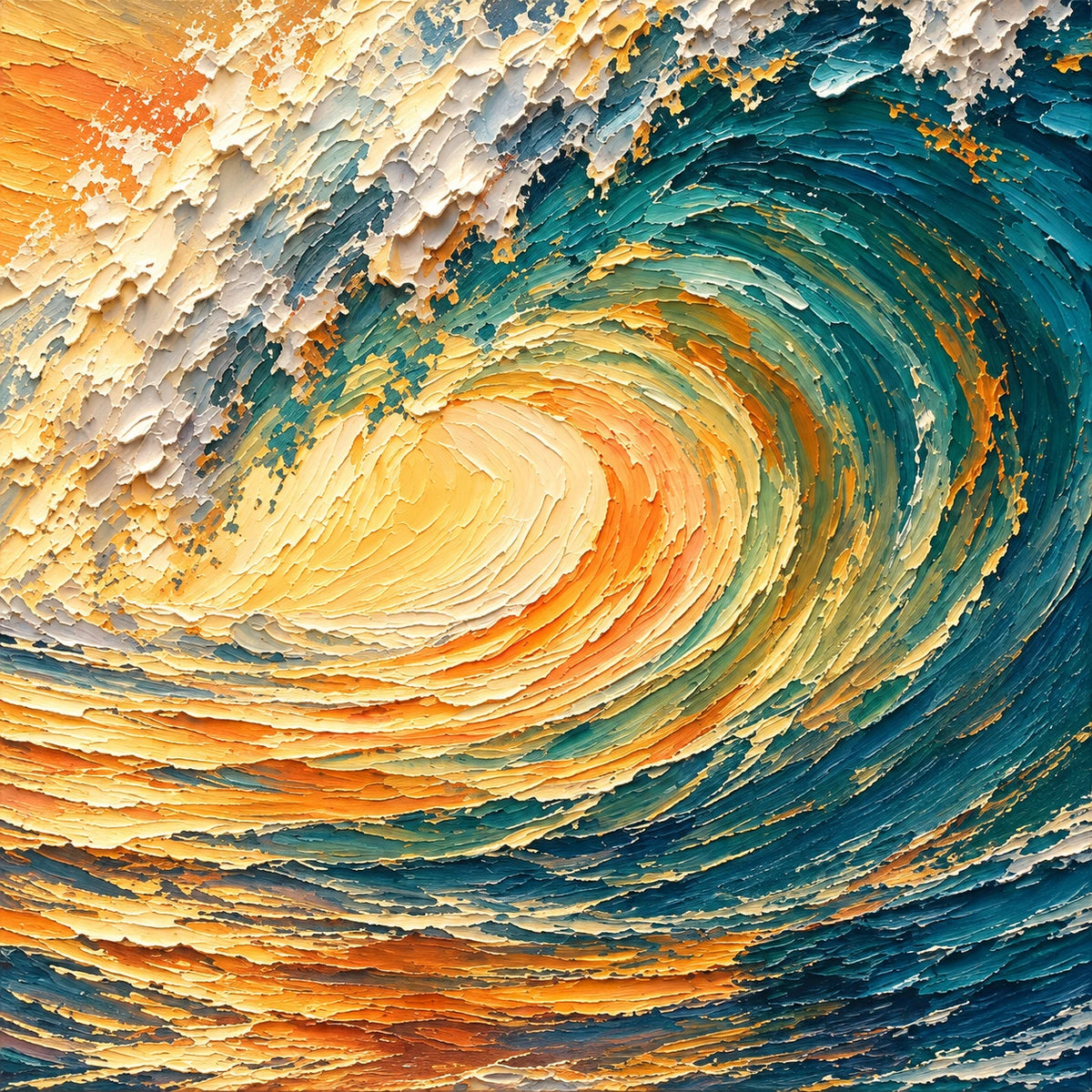 Hand-Painted Artwork | Sunset Wave Surfe [noon:detail:texture]