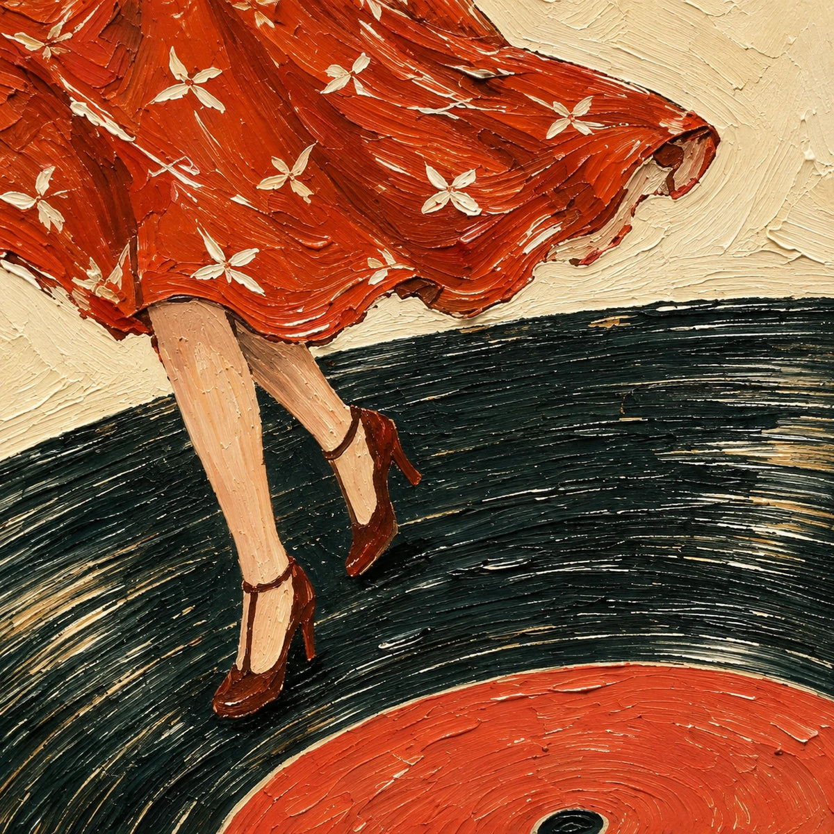 Hand-Painted Artwork | Dancing on a Record [noon:detail:texture]