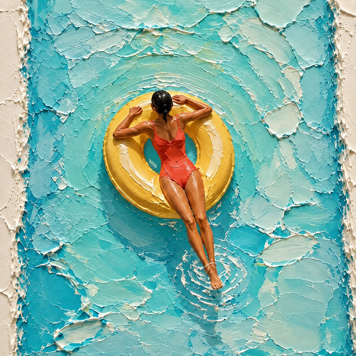 poolside float, paint texture