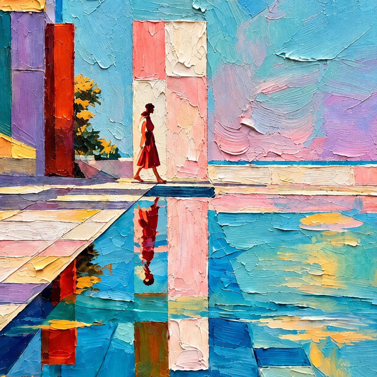 quiet poolside passage, paint texture