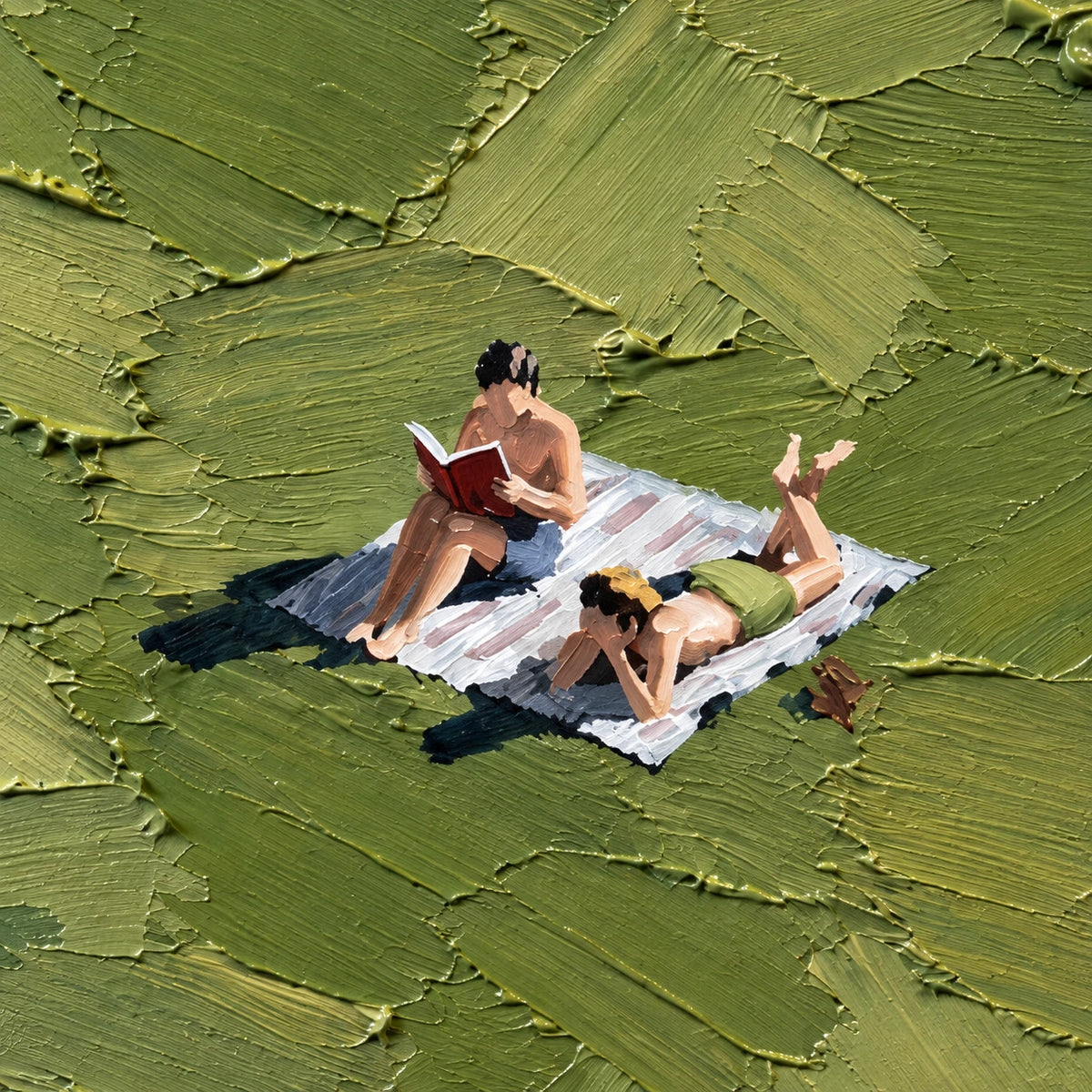 green picnic readers, paint texture