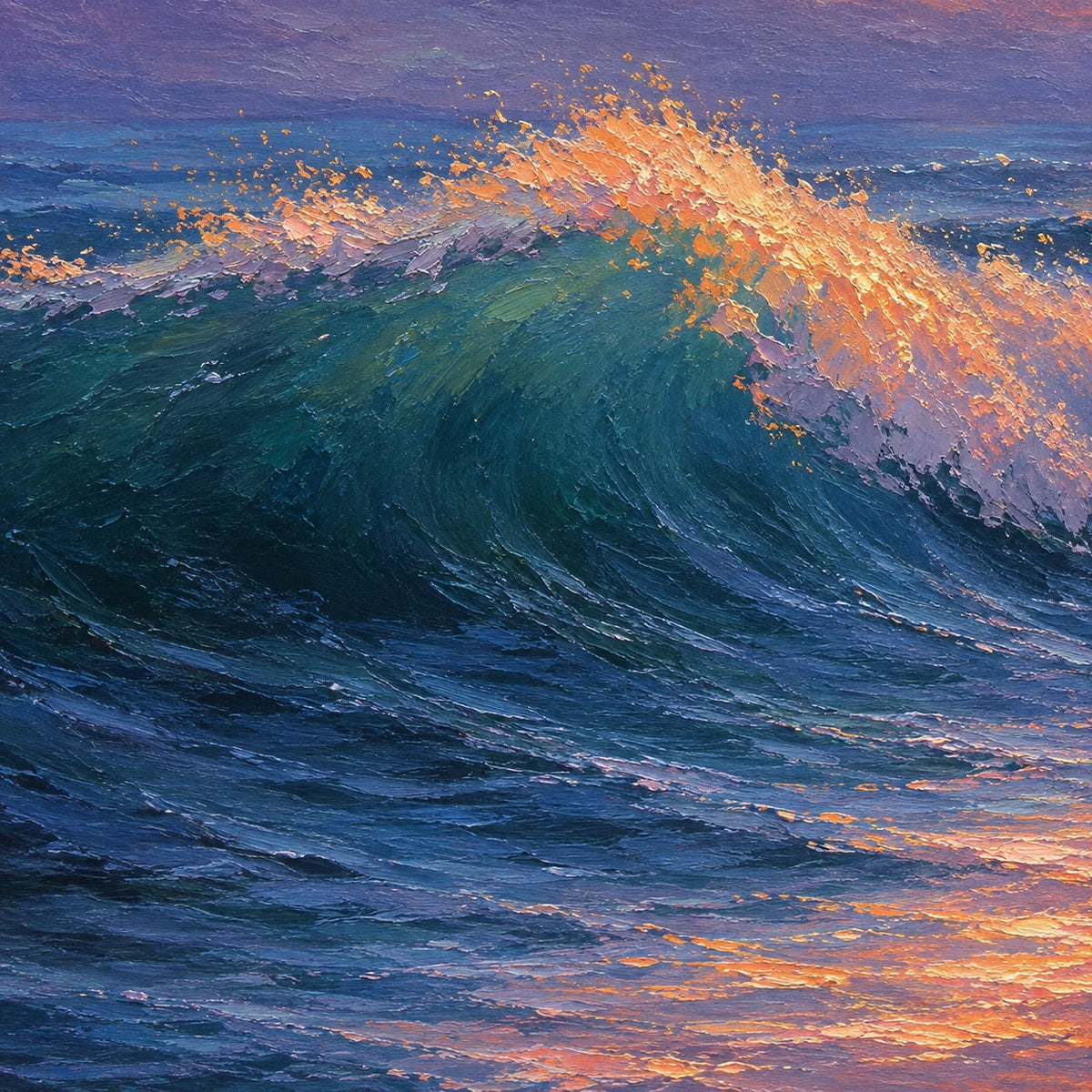 open water at sundown, paint texture