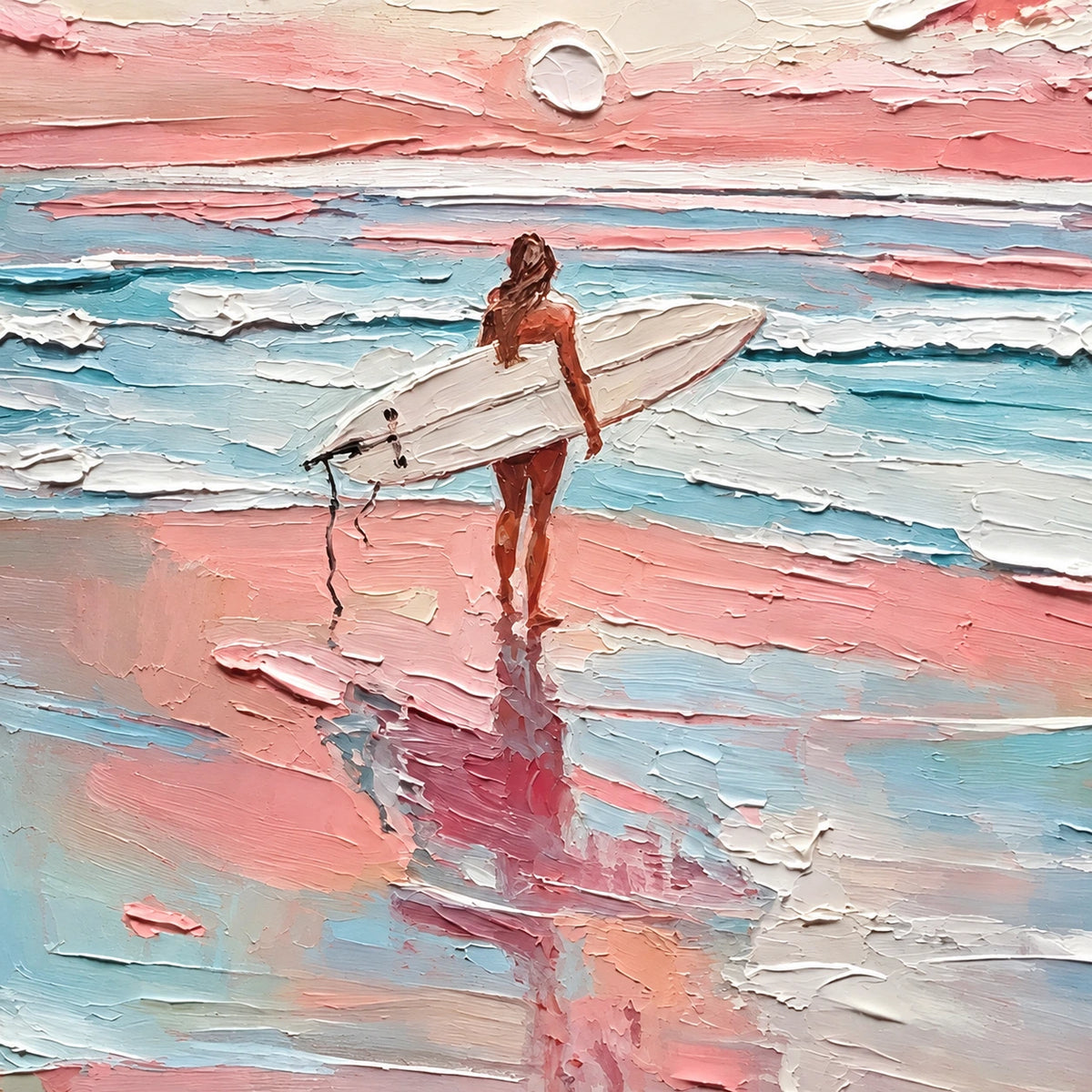 surfing into pink tide, paint texture