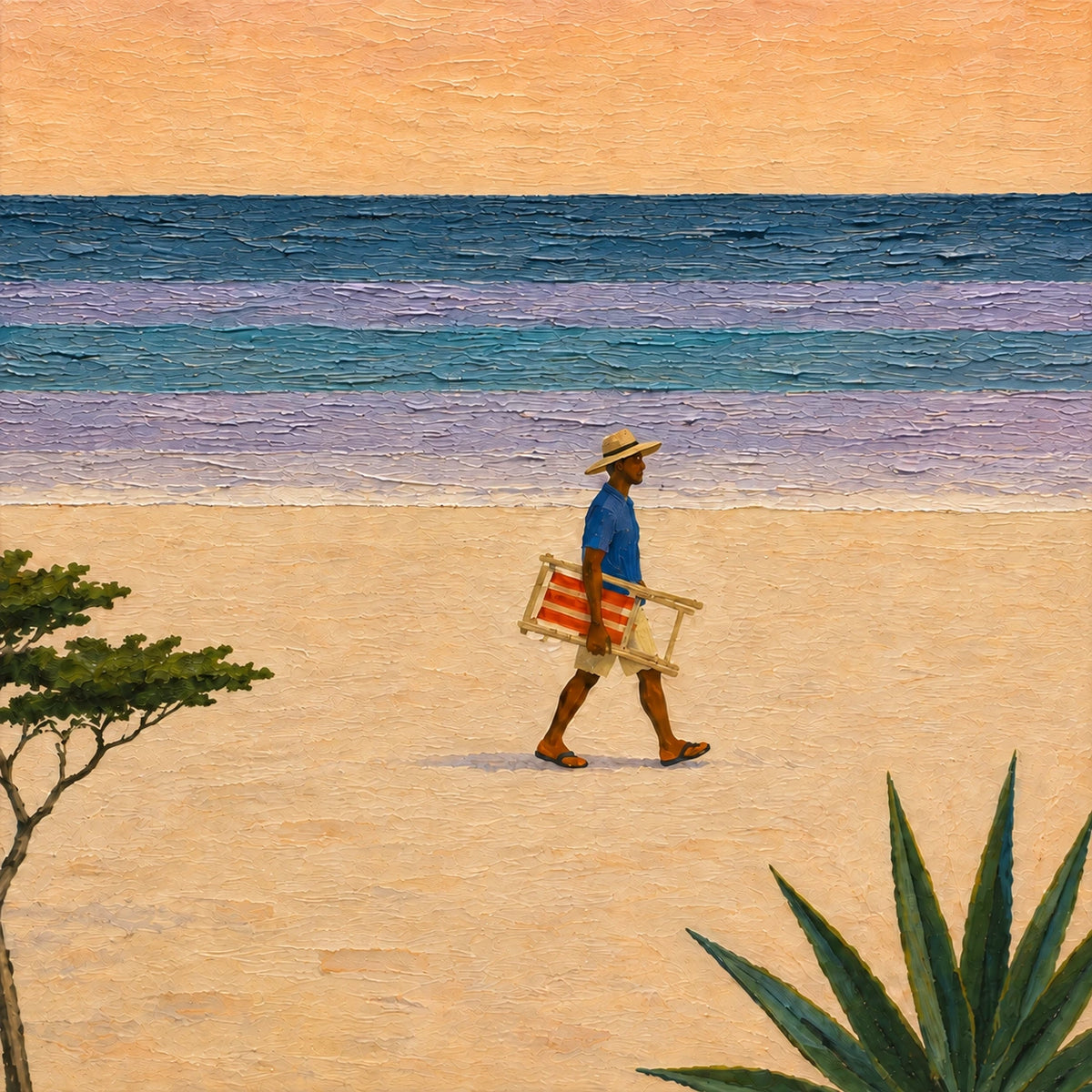 beach chair walk, paint texture