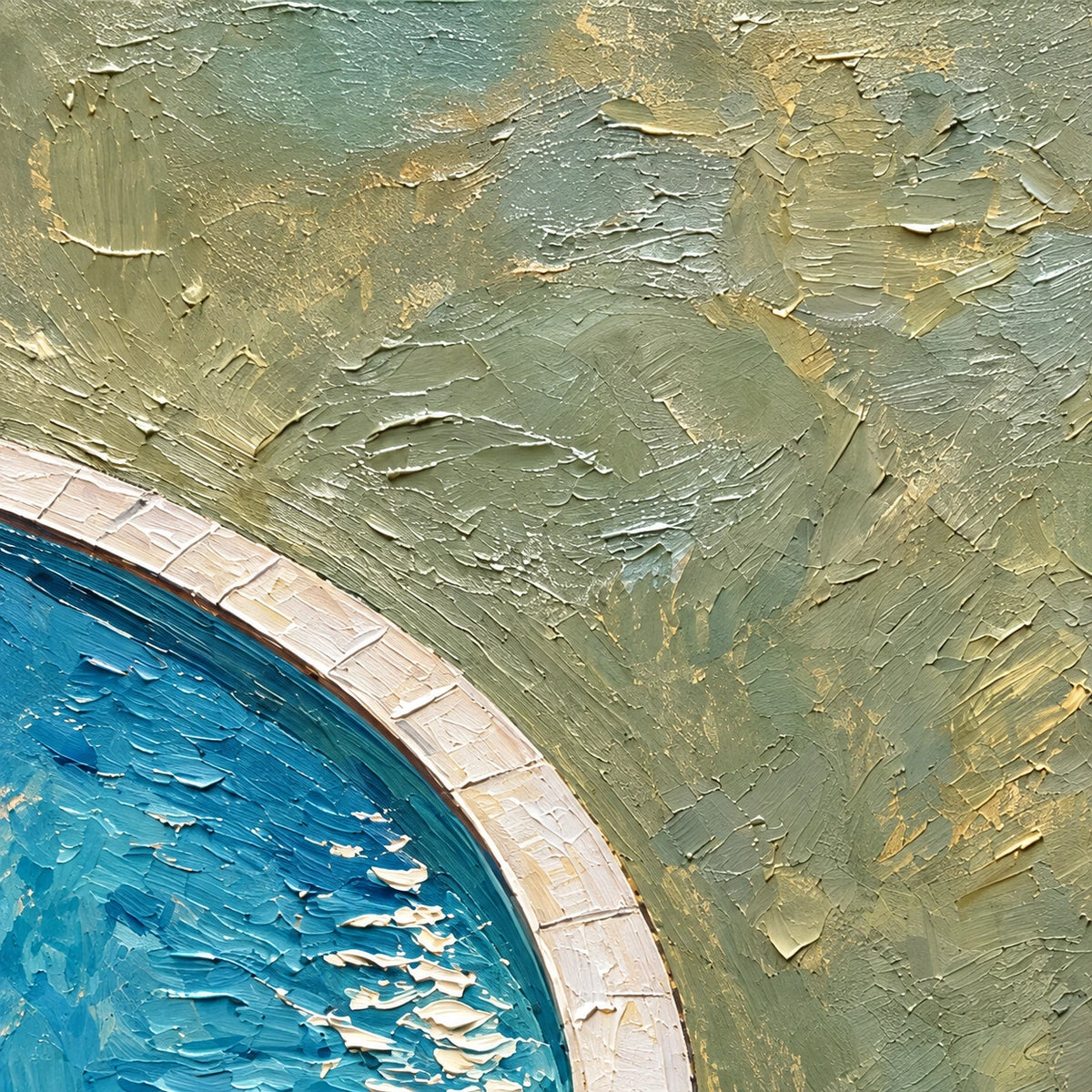 Hand-Painted Artwork | Poolside Stroll [noon:detail:texture]