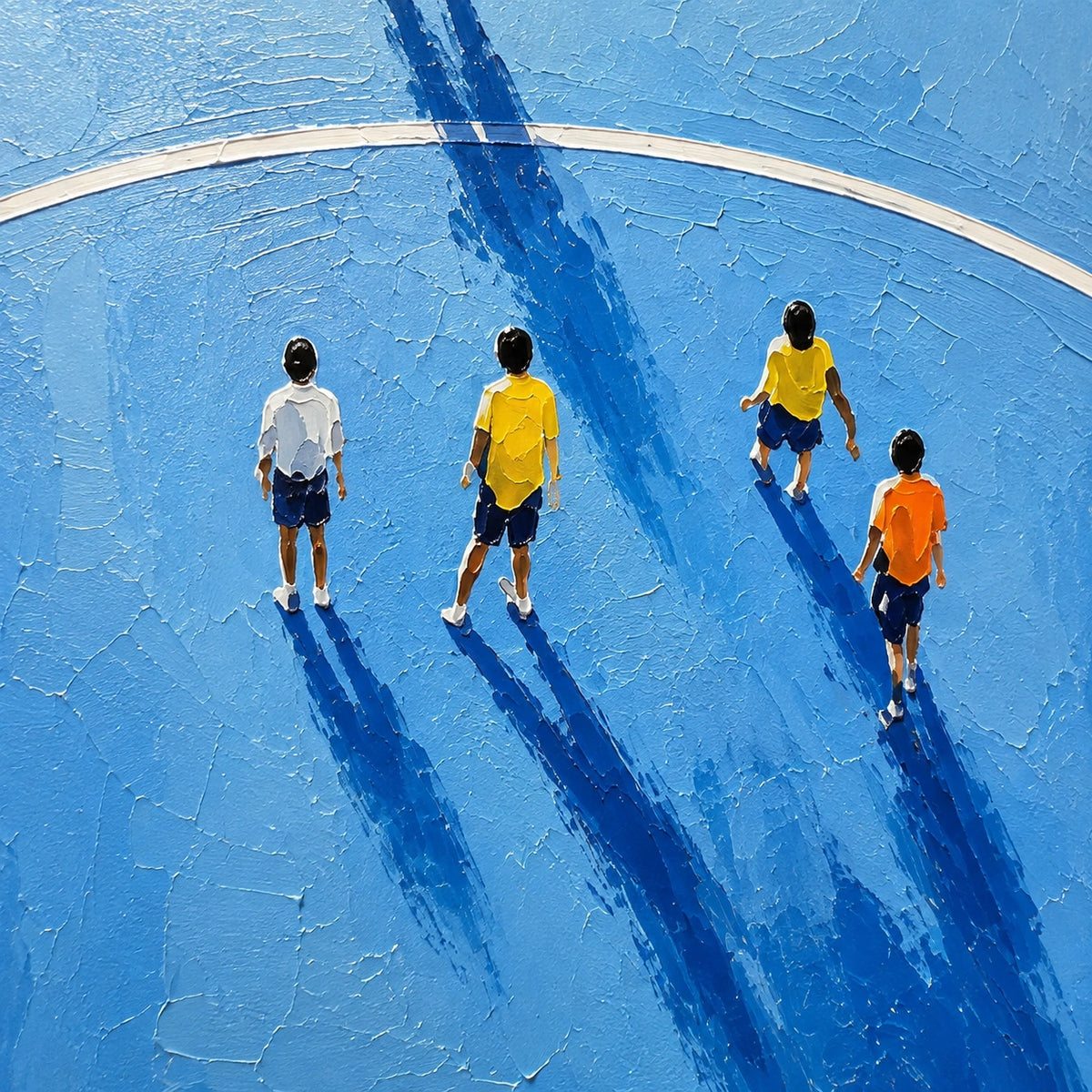 Hand-Painted Artwork | Long Shadows on Blue Cou [noon:detail:texture]