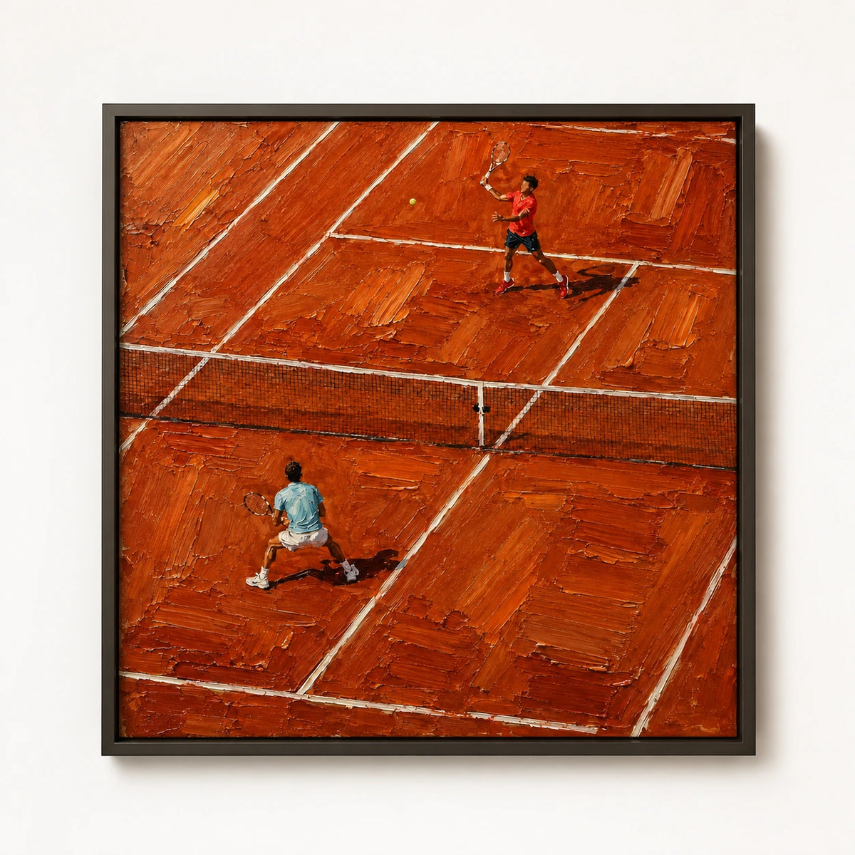 Hand-Painted Artwork | Clay Court Rally [noon:detail:framed-front]
