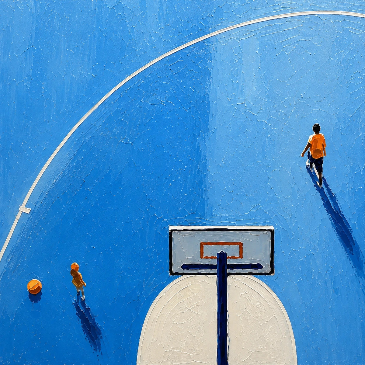Hand-Painted Artwork | Long Shadows on Blue Cou [noon:detail:composition]