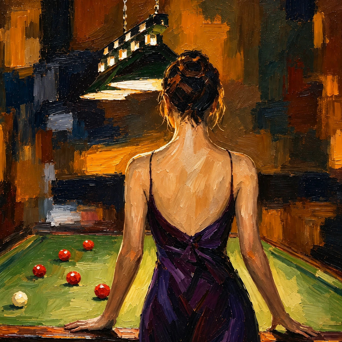 Hand-Painted Artwork | Midnight Billiards [noon:detail:composition]