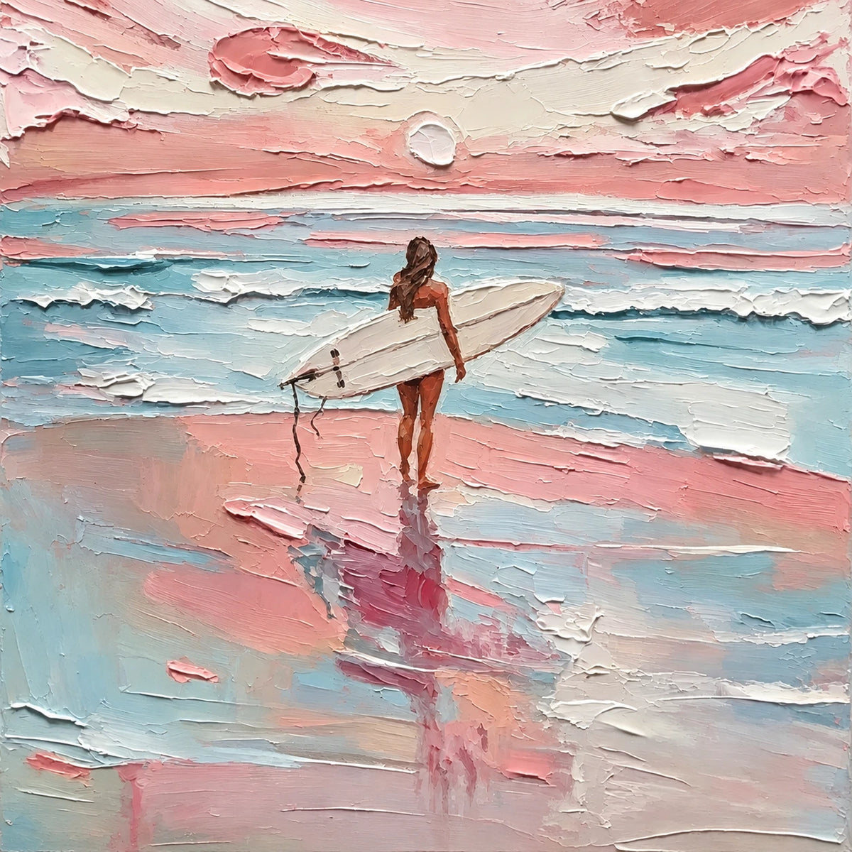 Hand-Painted Artwork | Surfing Into Pink Tide [noon:detail:composition]