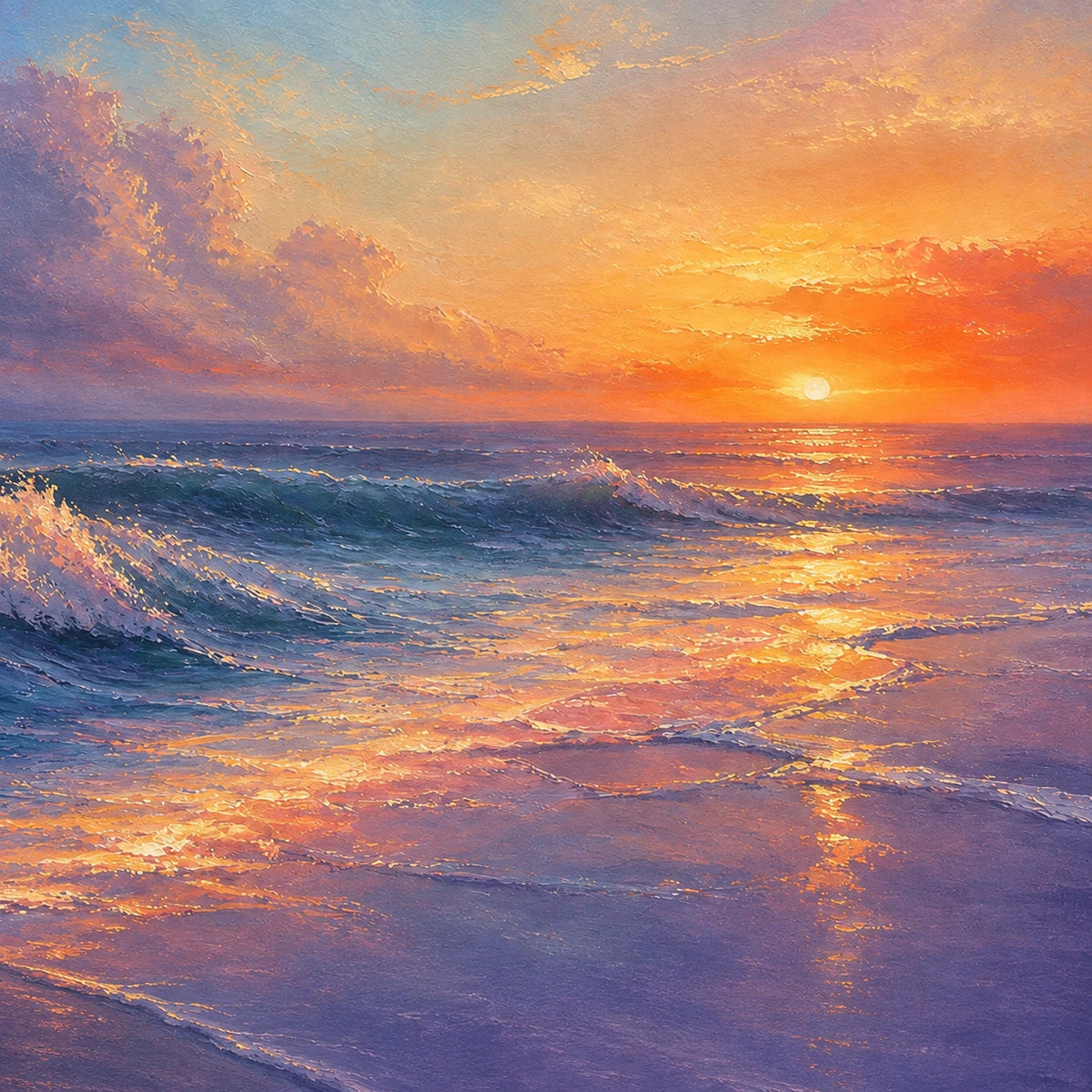Hand-Painted Artwork | Open Water at Sundow [noon:detail:composition]