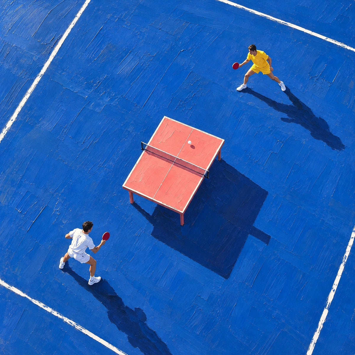 long shadows at the table, composition