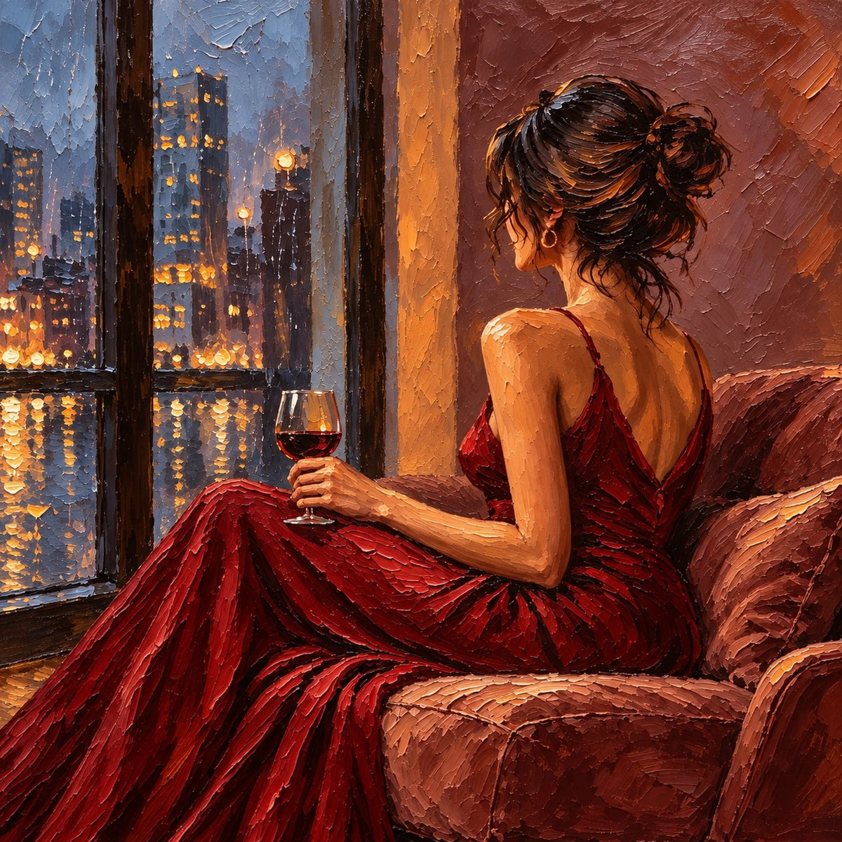 midnight wine by the window, composition