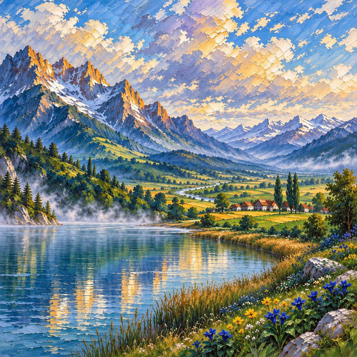 Mountain Lake Valley [noon:detail:composition]