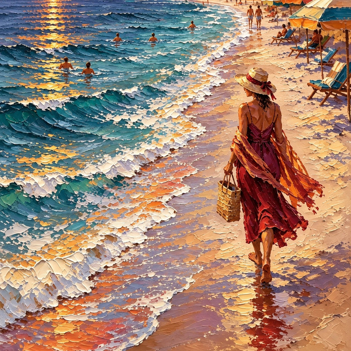 carmel sunset shore, composition