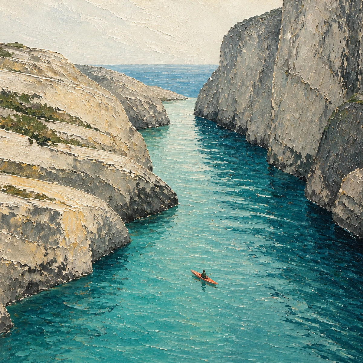 cove between cliffs, composition