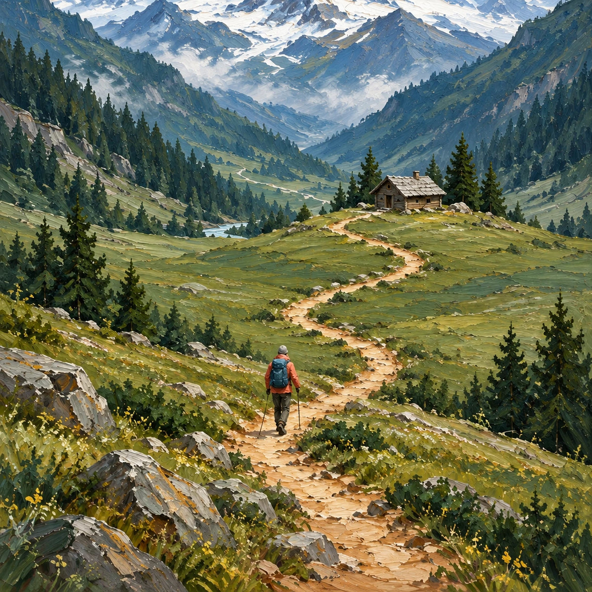 trail to alpine heights, composition