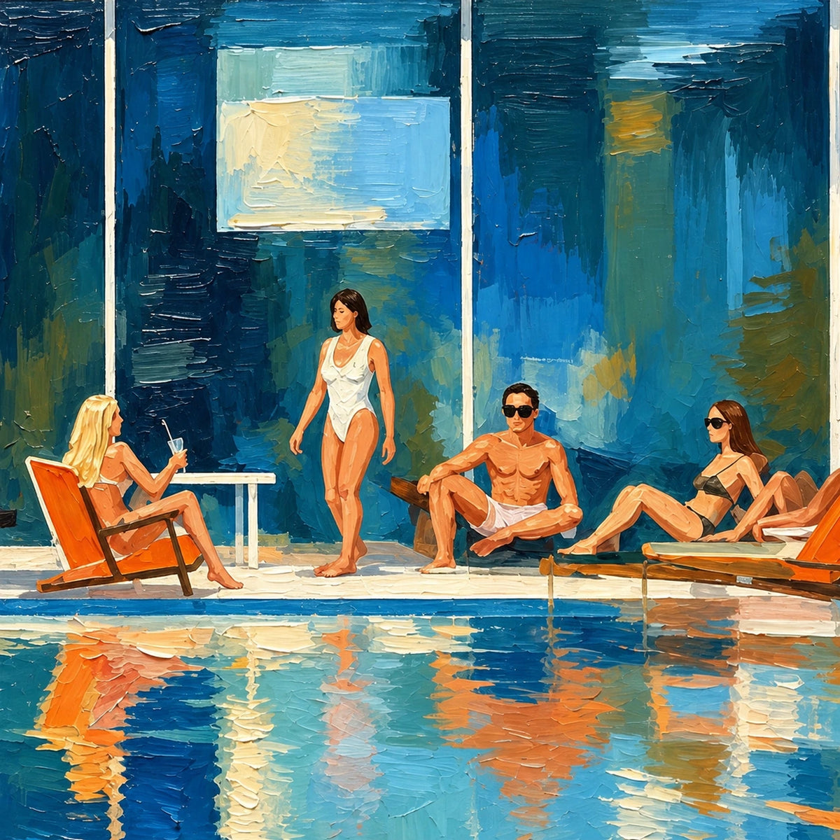 poolside palm retreat, composition