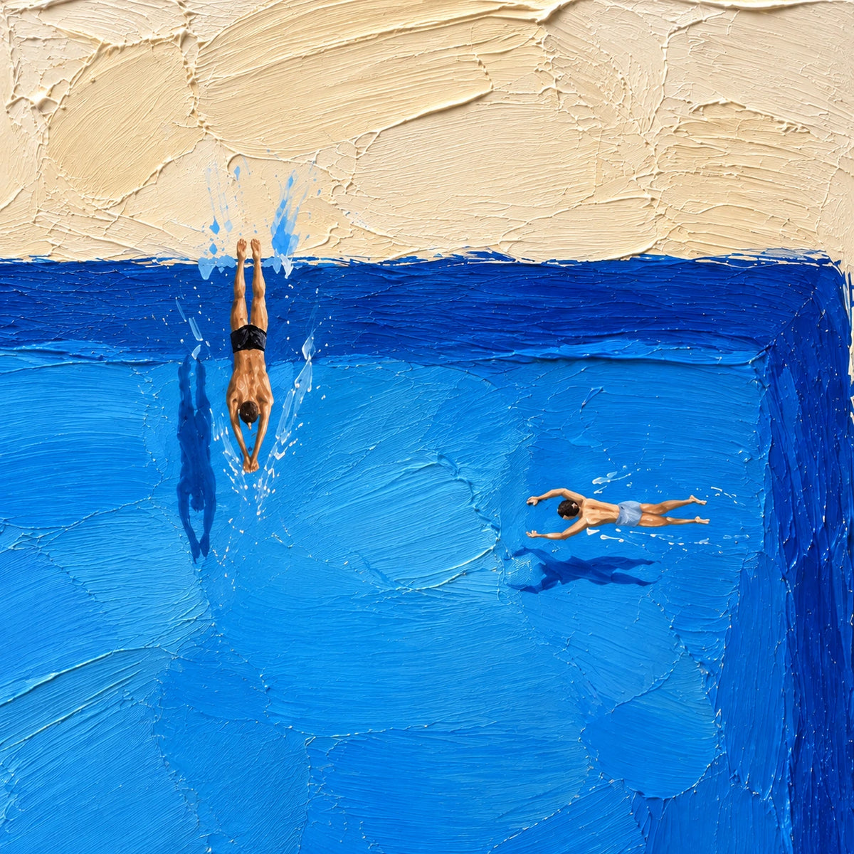 Hand-Painted Artwork | Poolside Dive [noon:detail:composition]