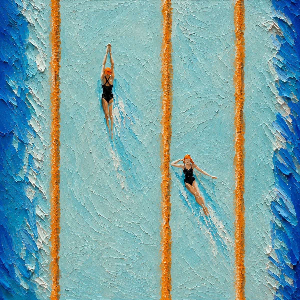 Hand-Painted Artwork | Poolside Freestyle [noon:detail:composition]