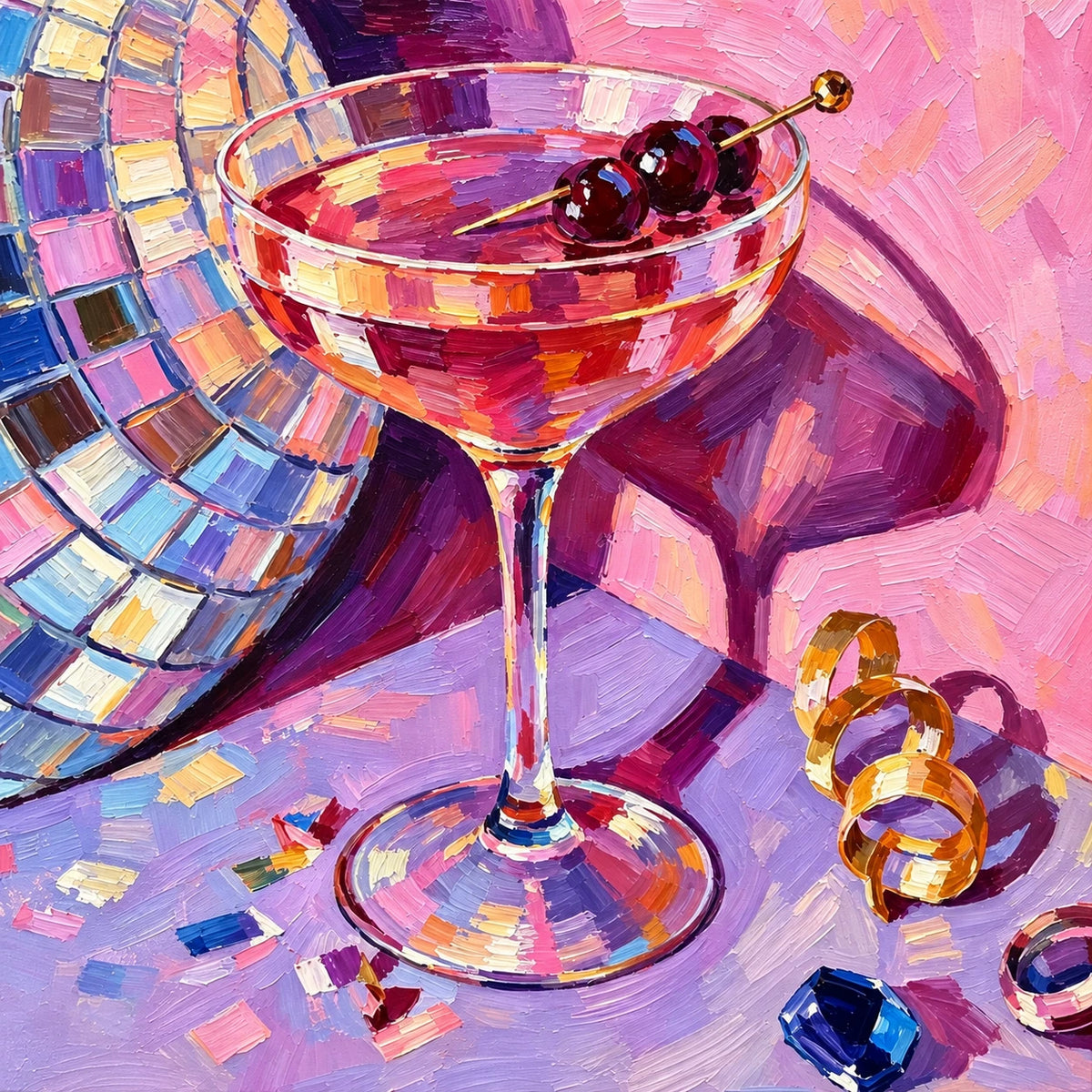 pink cocktail house, composition