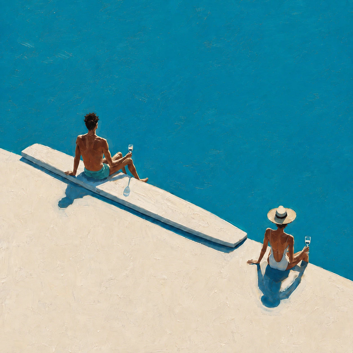 azure poolside, composition
