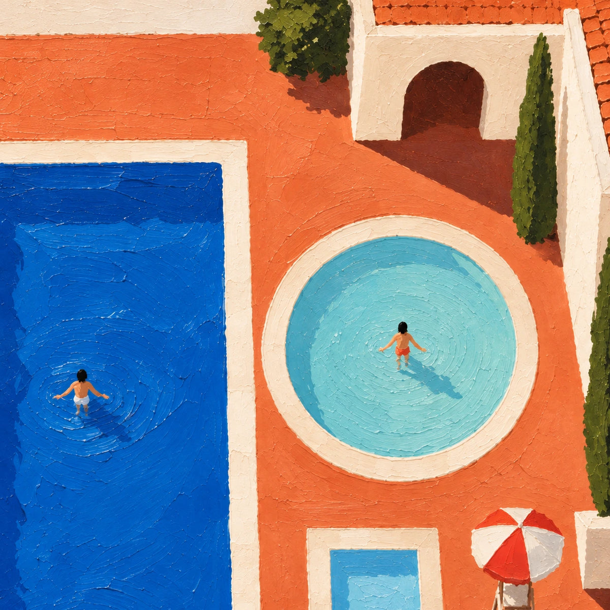 terracotta pool lines, composition