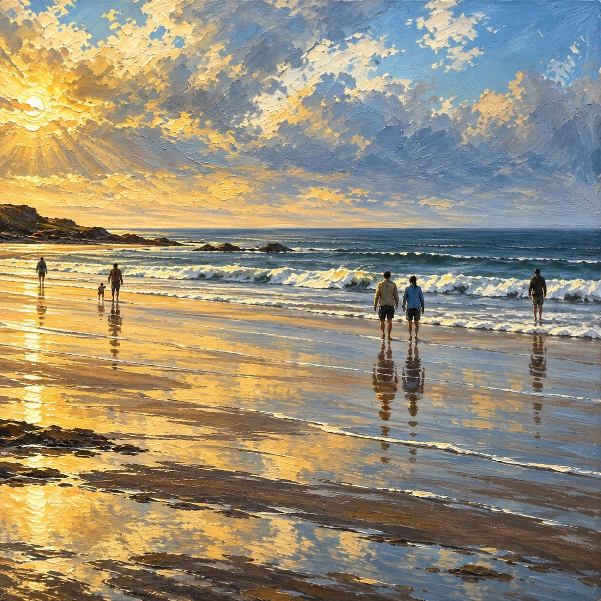 golden tide at dusk, composition