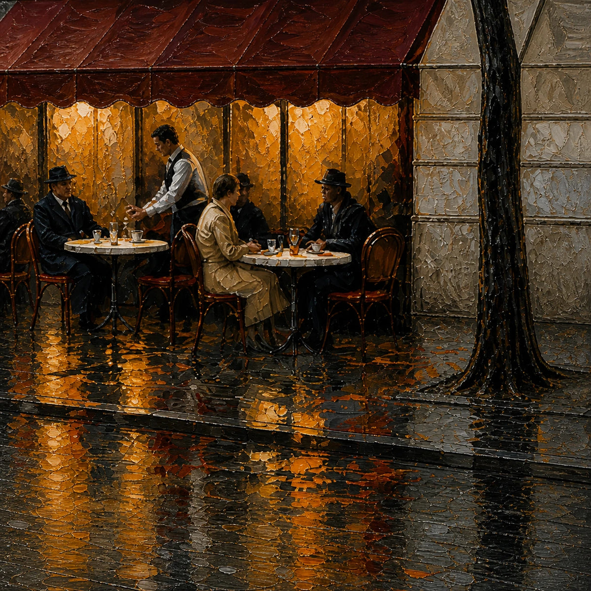 autumn café after rain, composition